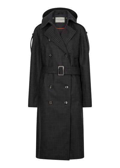 Waterproof Relaxed Fit Trenchcoat | Black/Brown Tweed
