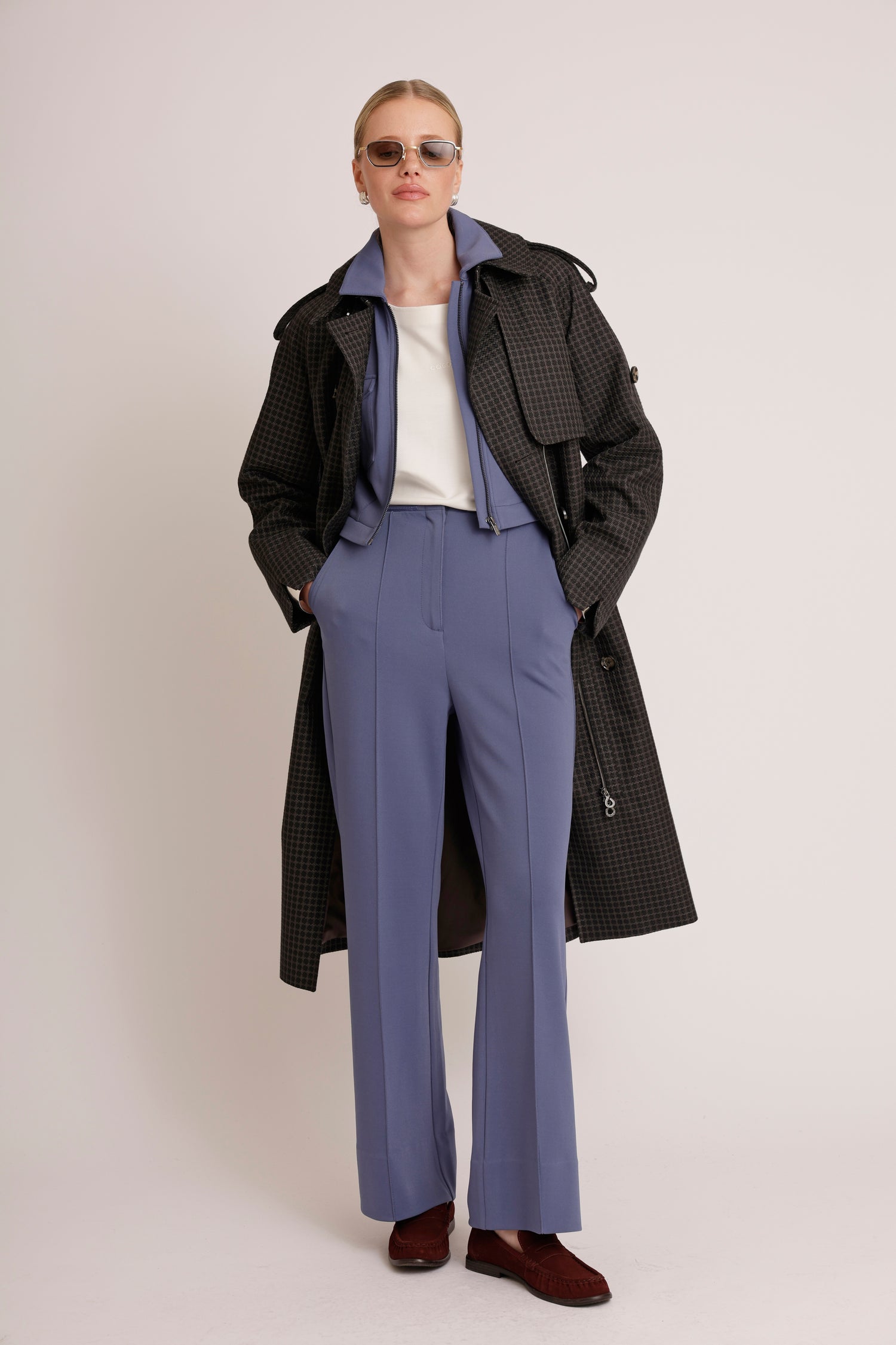 Waterproof Relaxed Fit Trenchcoat  |  Black/Brown Tweed