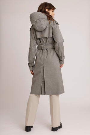 Waterproof Relaxed Fit Trenchcoat  | Black Houndstooth