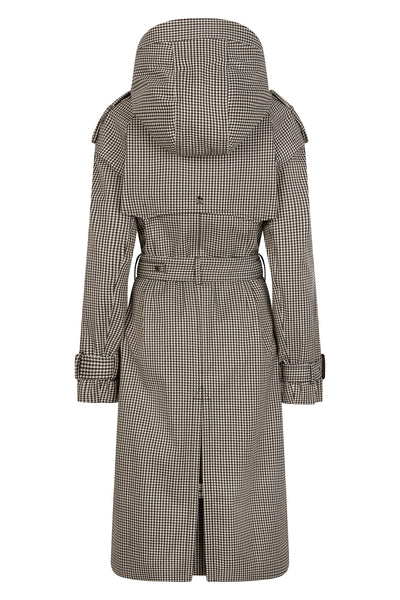 Waterproof Relaxed Fit Trenchcoat  | Black Houndstooth