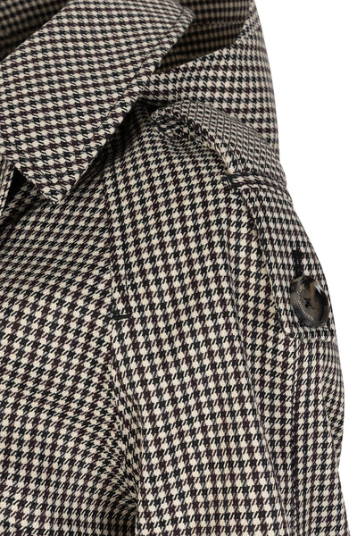 Waterproof Relaxed Fit Trenchcoat  | Black Houndstooth