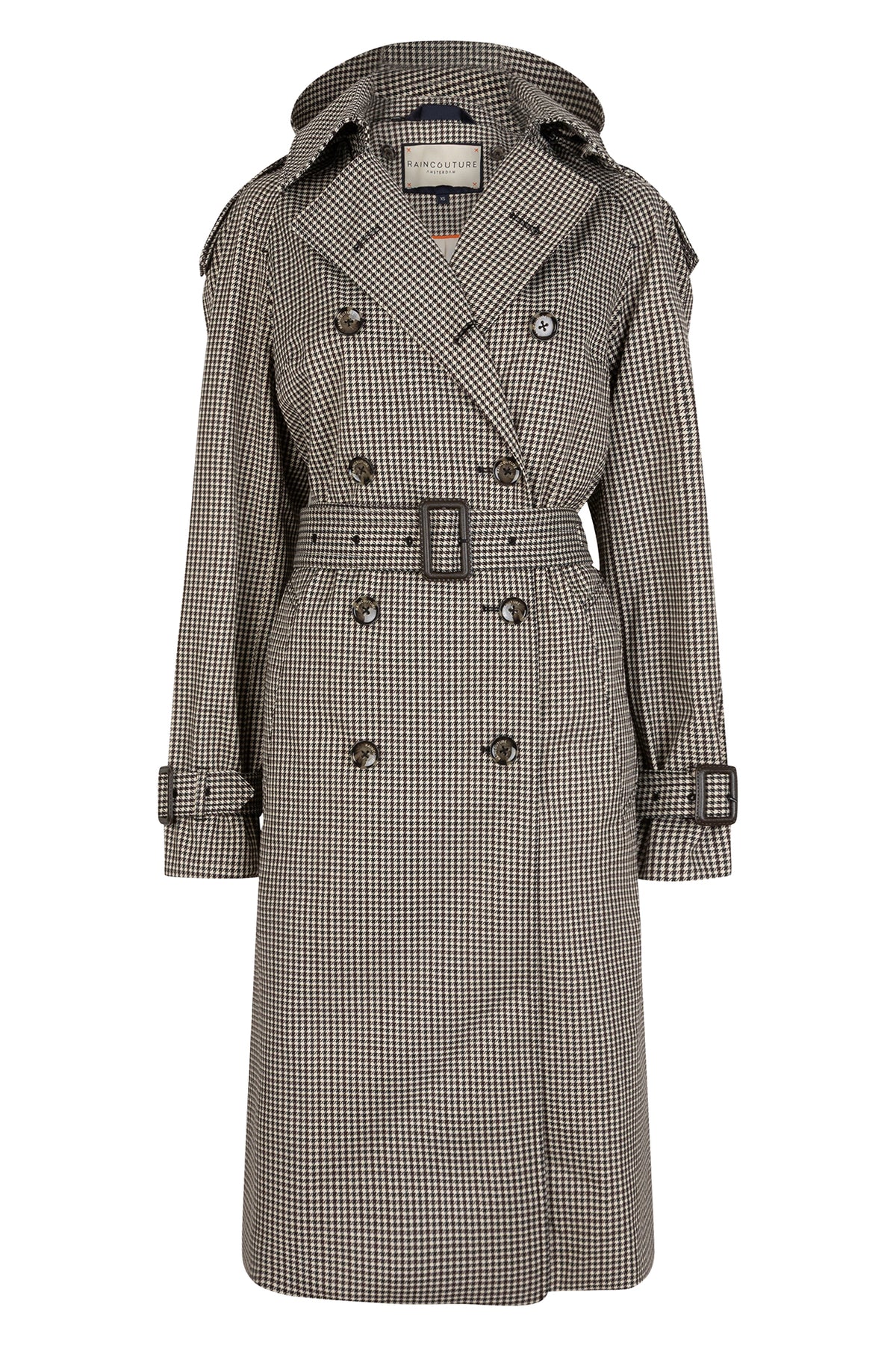 Waterproof Relaxed Fit Trenchcoat  | Black Houndstooth