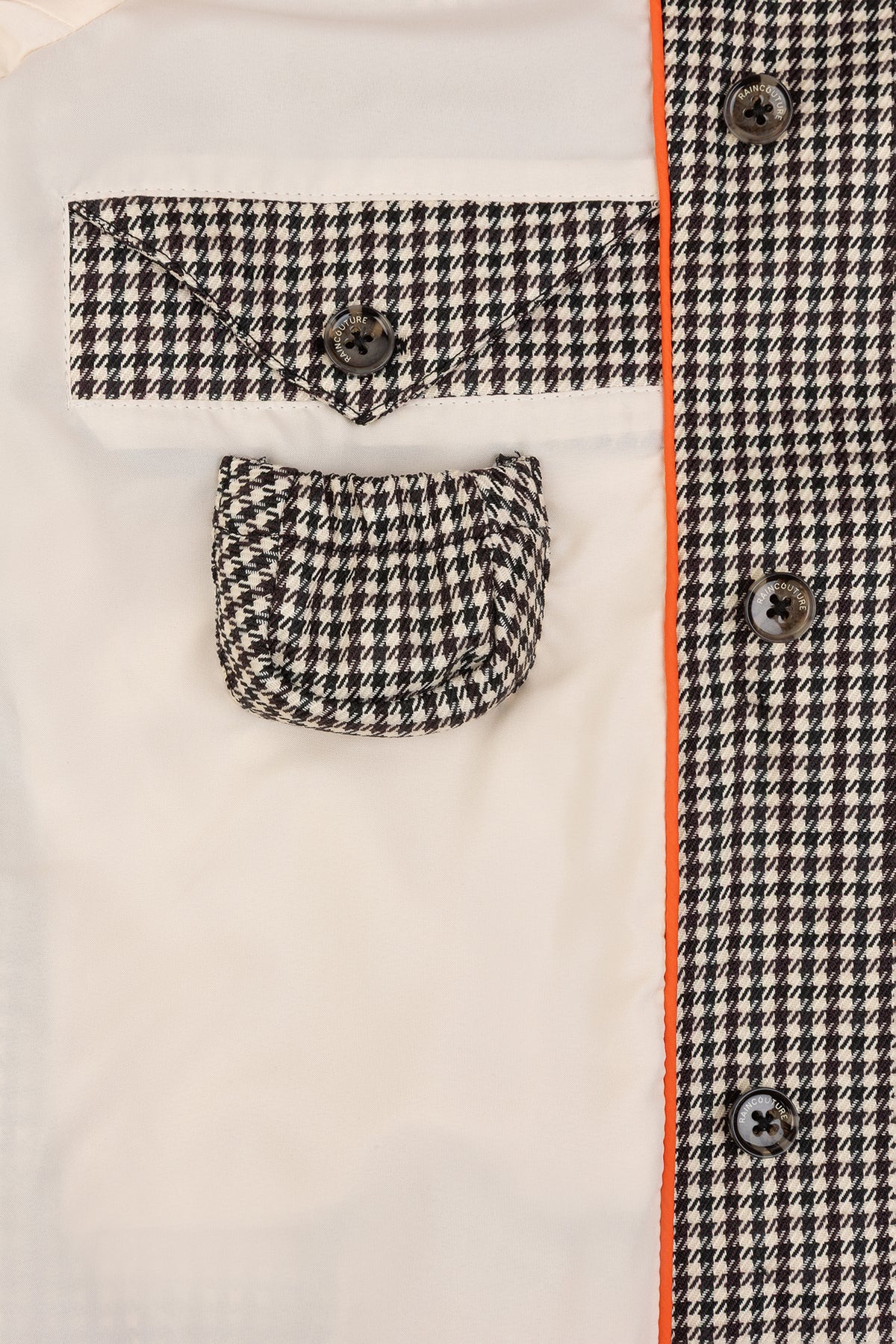 Waterproof Relaxed Fit Trenchcoat  | Black Houndstooth
