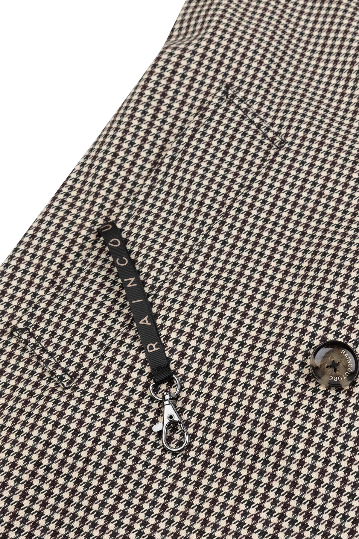 Waterproof Relaxed Fit Trenchcoat  | Black Houndstooth