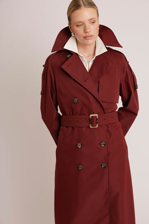 Waterproof Relaxed Fit Trenchcoat  | Burgundy