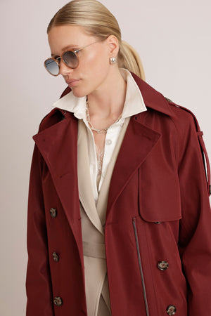 Waterproof Relaxed Fit Trenchcoat  | Burgundy