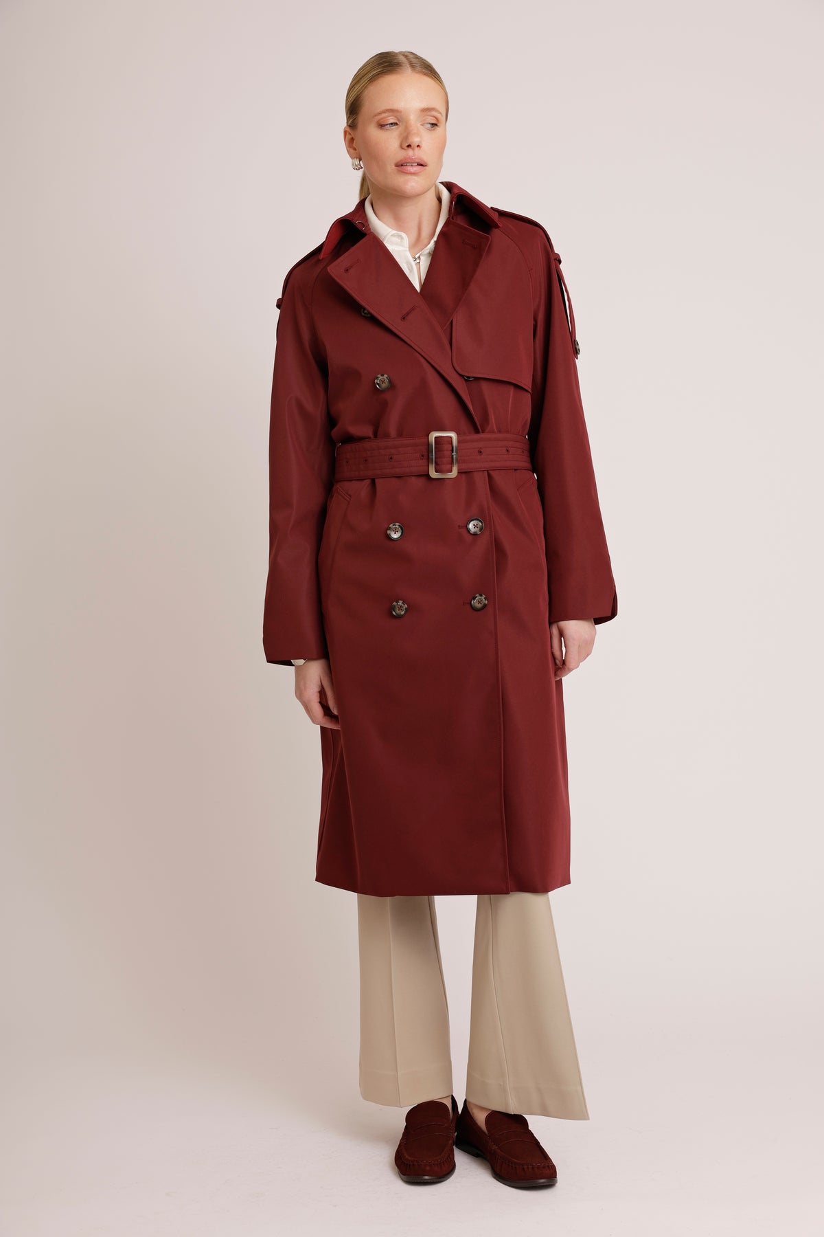 Waterproof Relaxed Fit Trenchcoat  | Burgundy