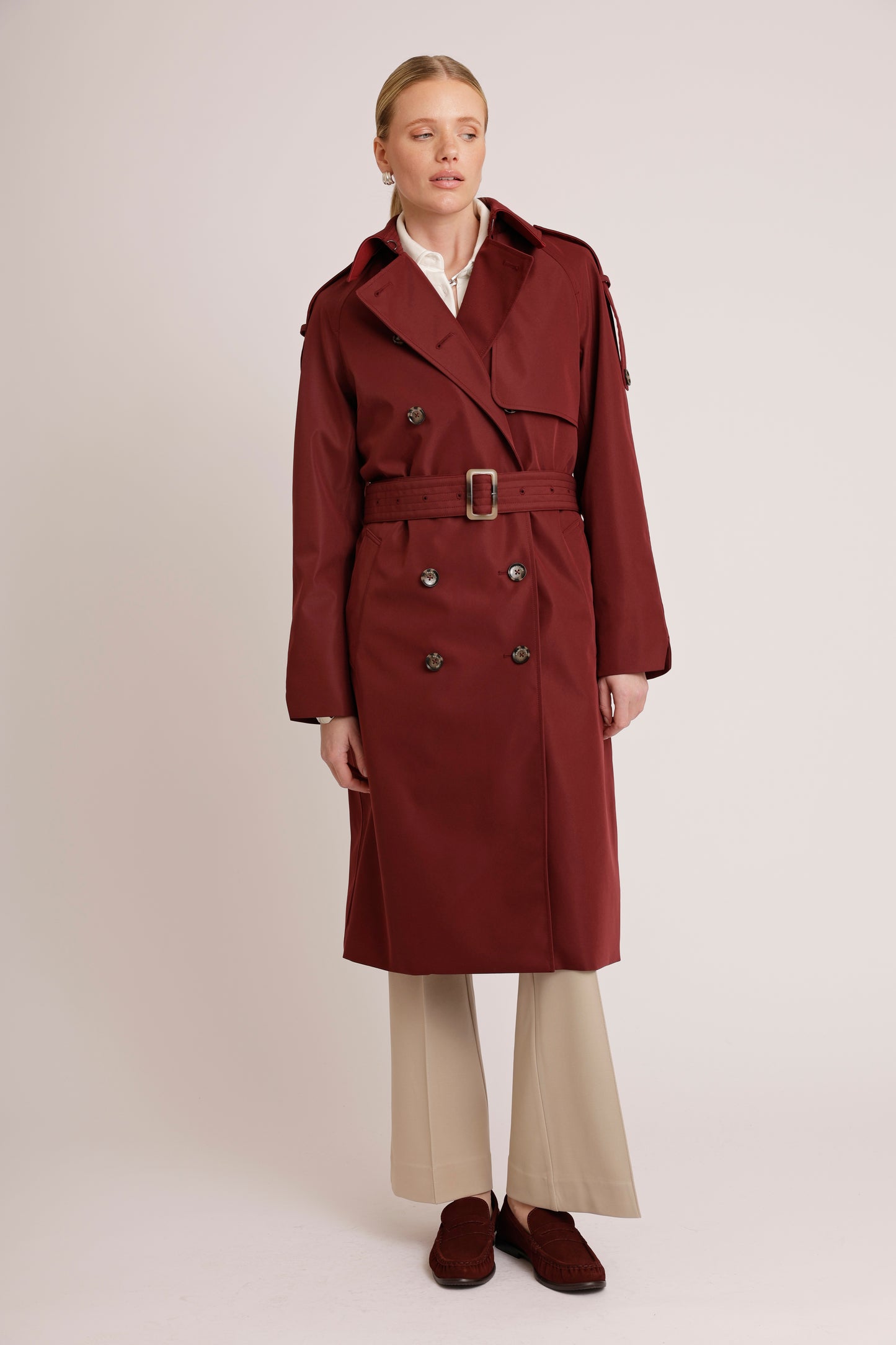 Waterproof Relaxed Fit Trenchcoat  | Burgundy
