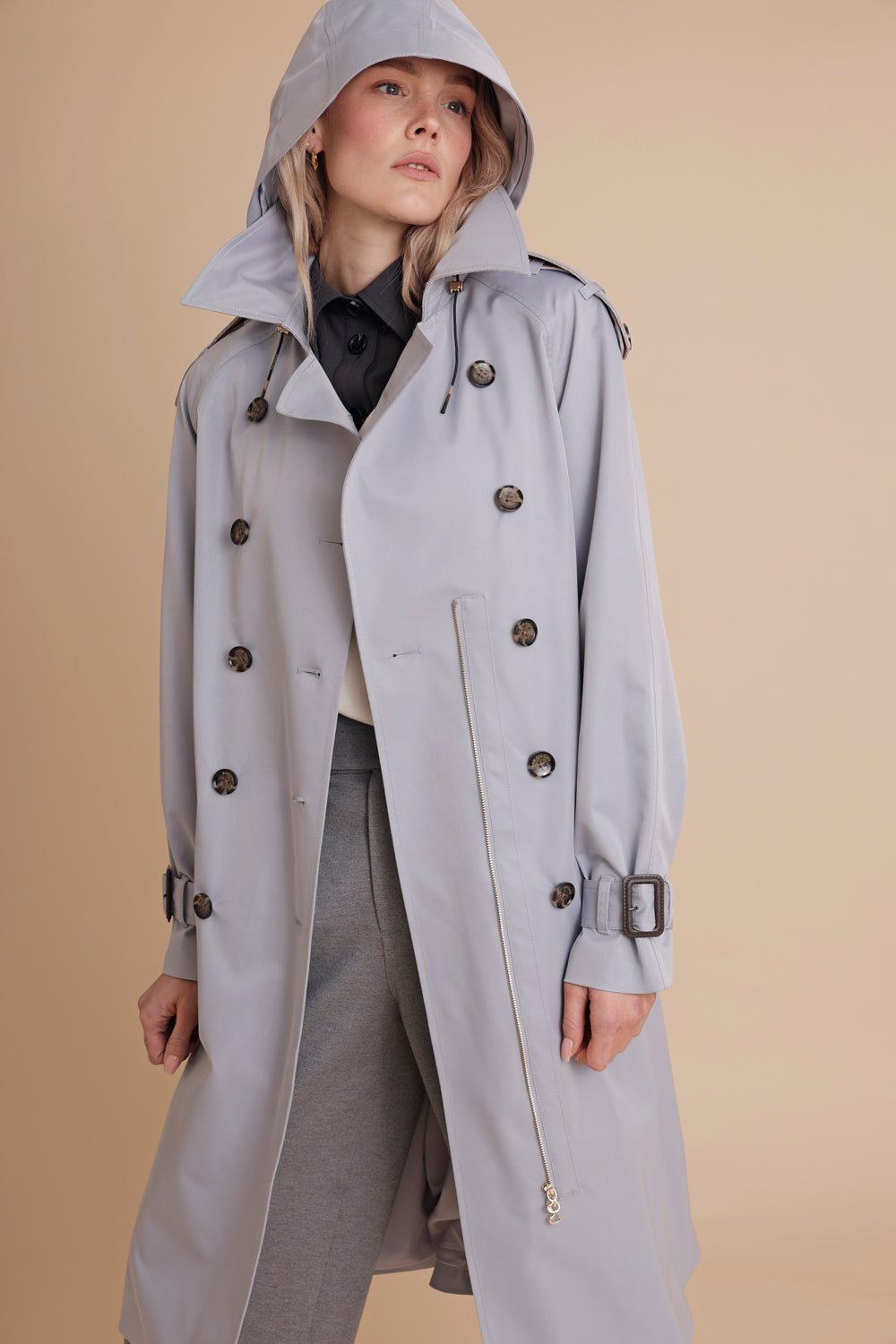 Waterproof Relaxed Fit Trenchcoat  | Glacier Blue