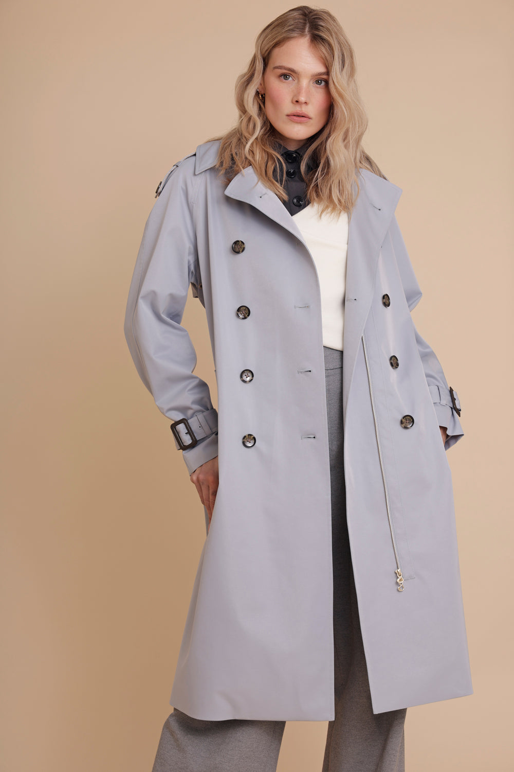 Waterproof Relaxed Fit Trenchcoat  | Glacier Blue