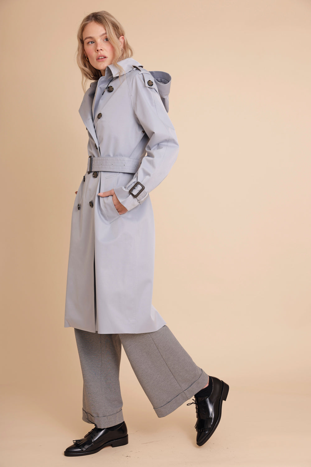 Waterproof Relaxed Fit Trenchcoat  | Glacier Blue