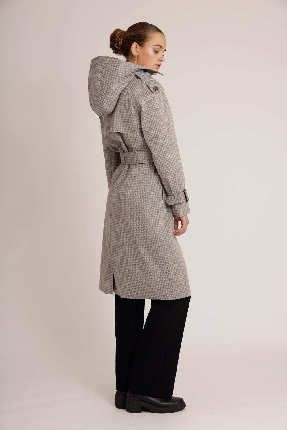 Waterproof Relaxed Fit Trenchcoat  | Gray Check