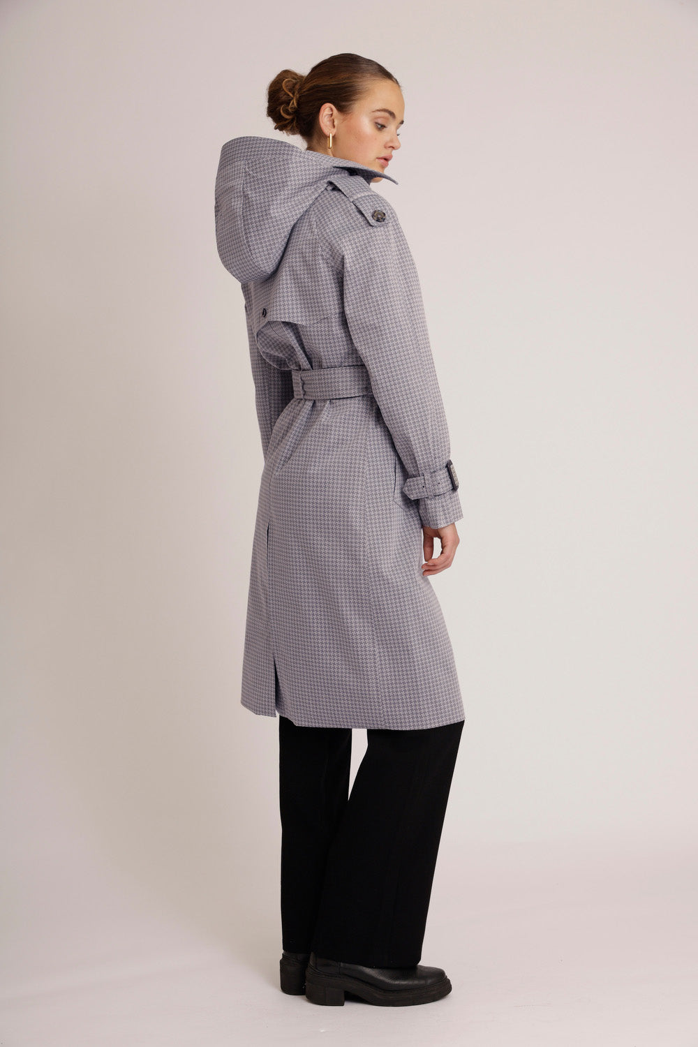 Waterproof Relaxed Fit Trenchcoat  | Gray Check