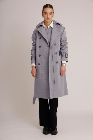 Waterproof Relaxed Fit Trenchcoat  | Gray Check
