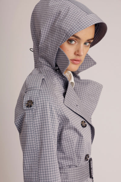Waterproof Relaxed Fit Trenchcoat  | Gray Check