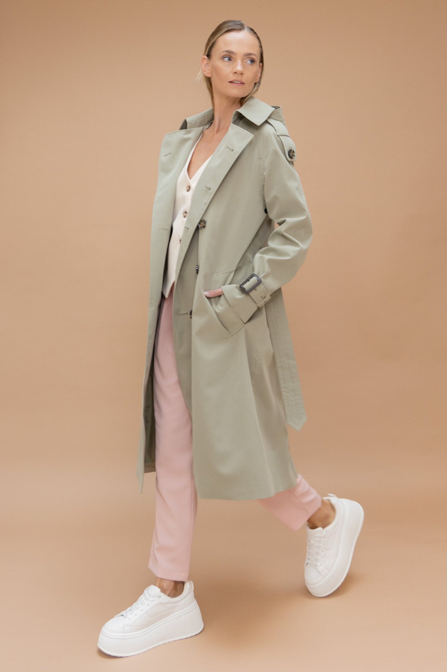 Waterproof Relaxed Fit Trenchcoat  | Khaki Green