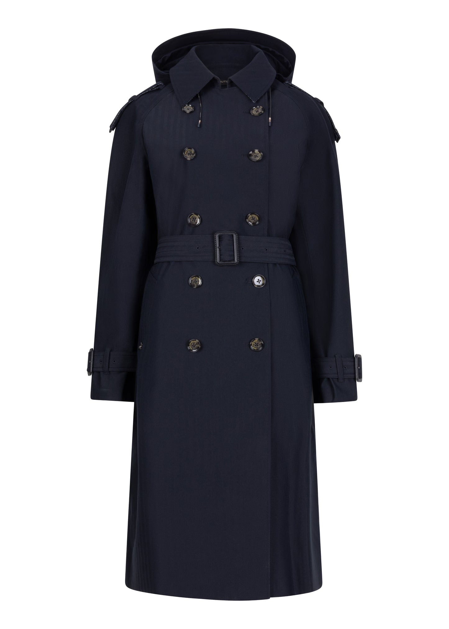 Waterproof Relaxed Fit Trenchcoat  | Navy Herringbone