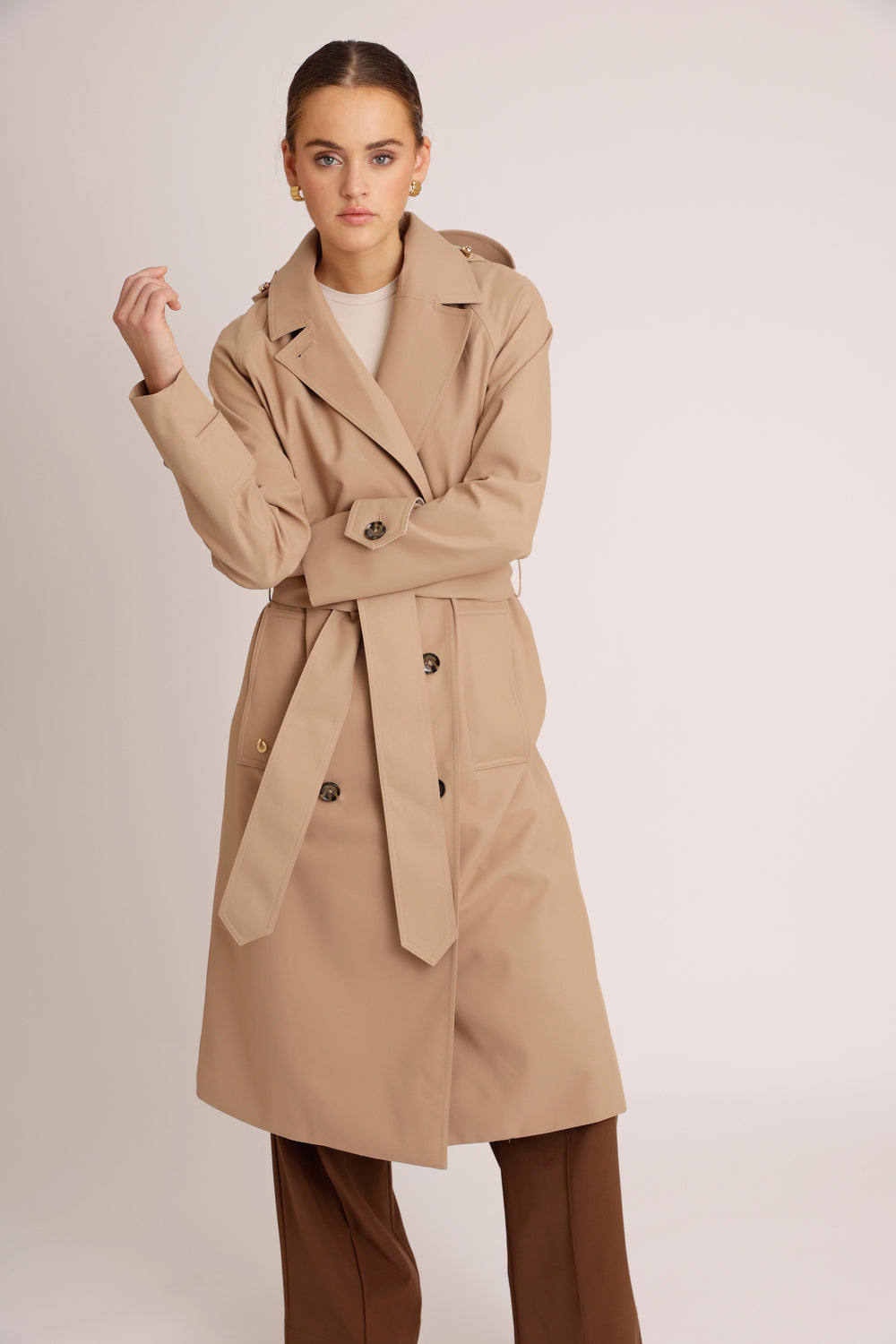 Waterproof Straight-Fit Trenchcoat  | Beige Lightweight