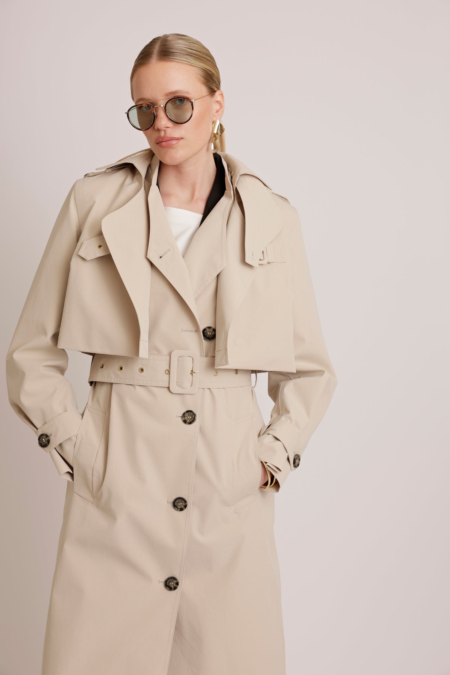 Cropped Trench | Cream