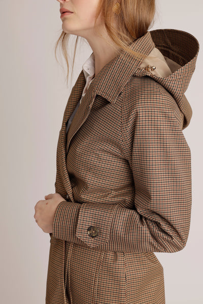 Waterproof Straight-Fit Trenchcoat | Houndstooth Check