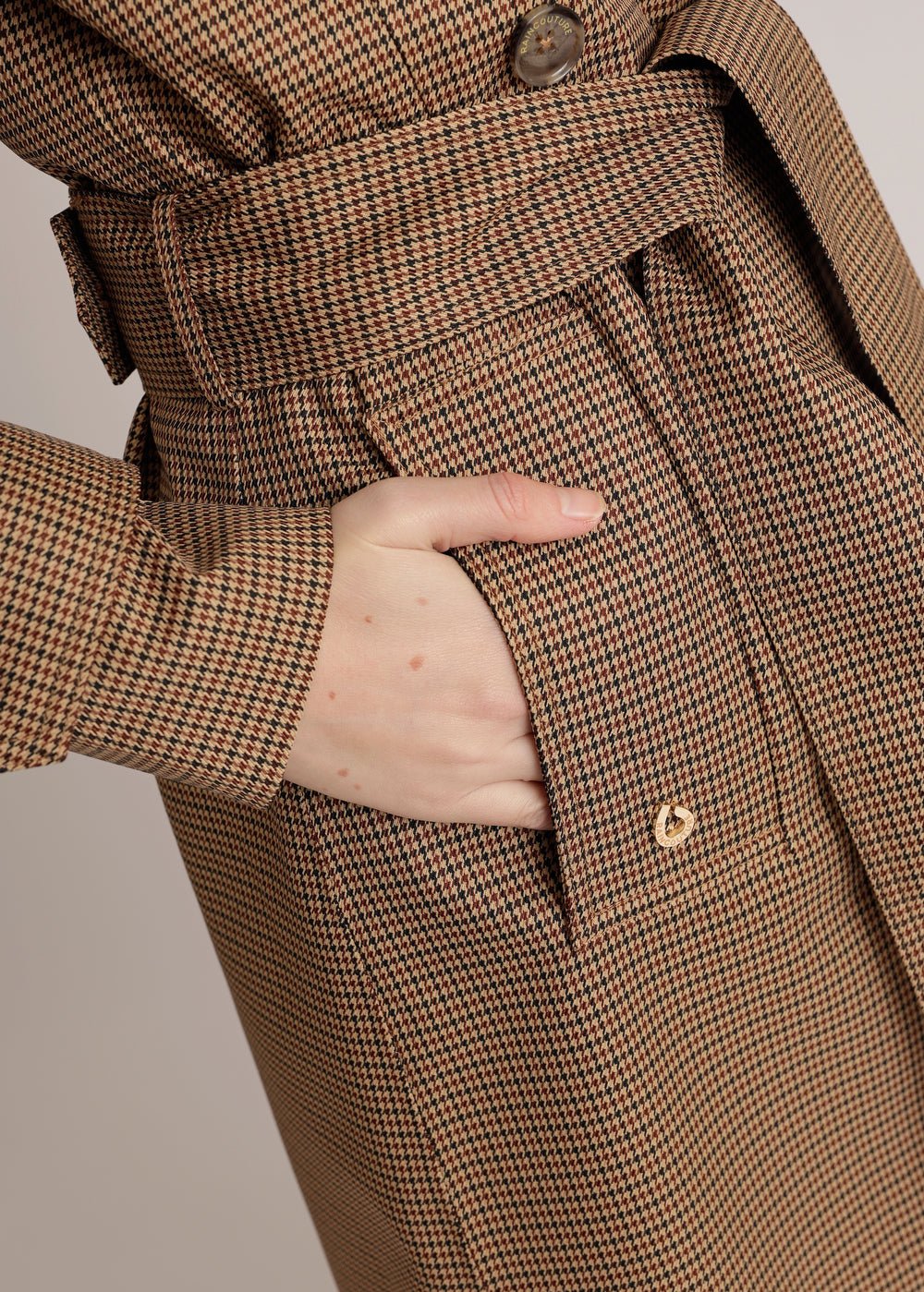 Waterproof Straight-Fit Trenchcoat | Houndstooth Check