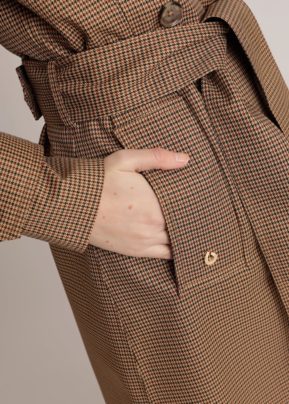 Waterproof Straight-Fit Trenchcoat  | Houndstooth Check