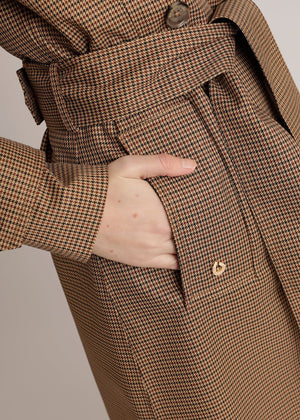 Waterproof Straight-Fit Trenchcoat | Houndstooth Check