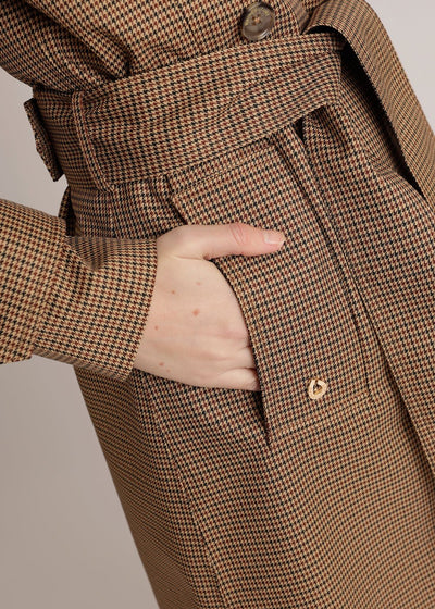 Waterproof Straight-Fit Trenchcoat | Houndstooth Check