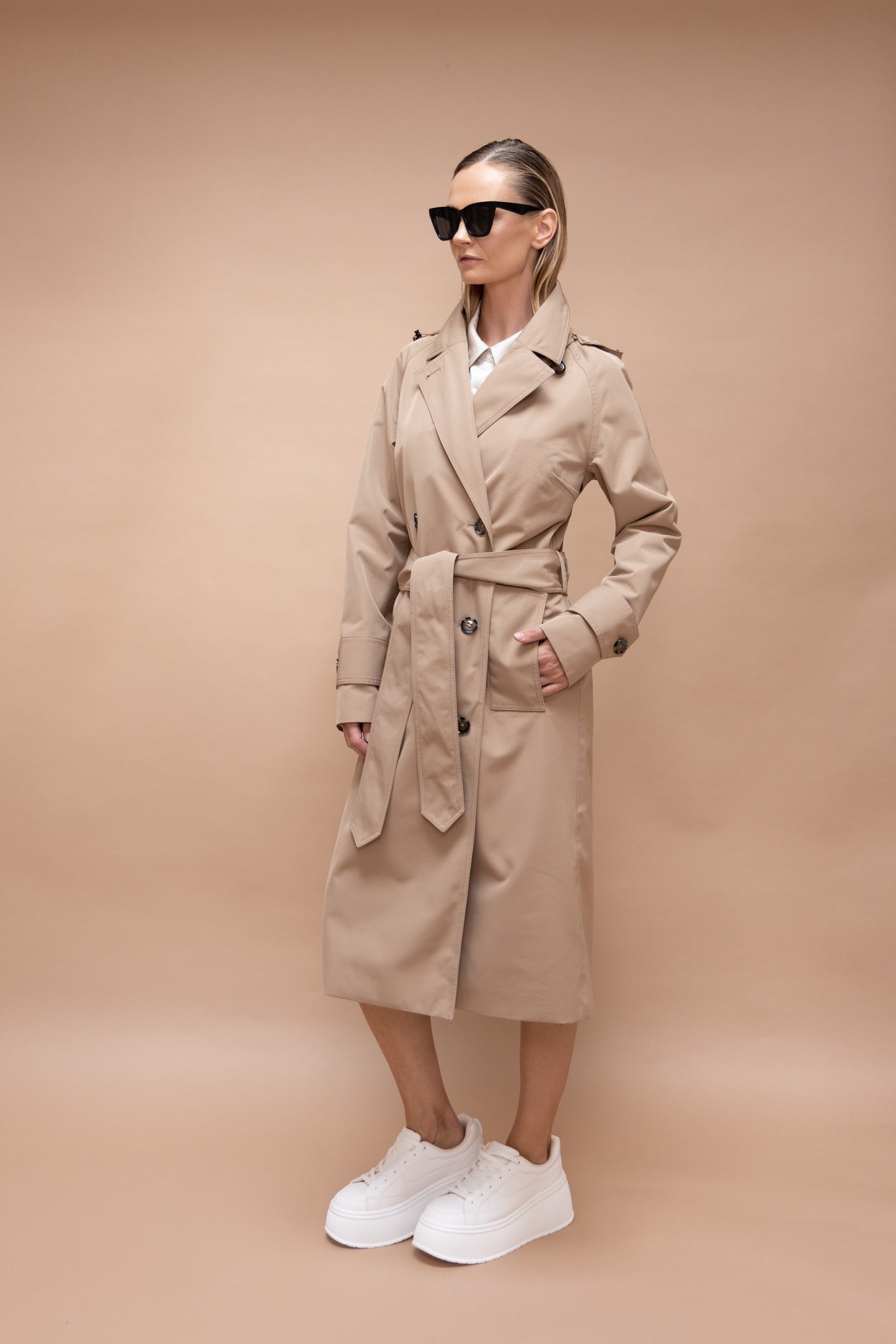 Waterproof Straight-Fit Trenchcoat  | Beige