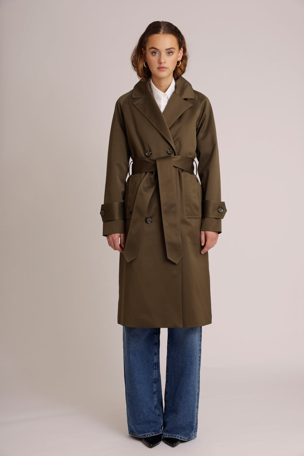 Waterproof Straight-Fit Trenchcoat  | Satin Green