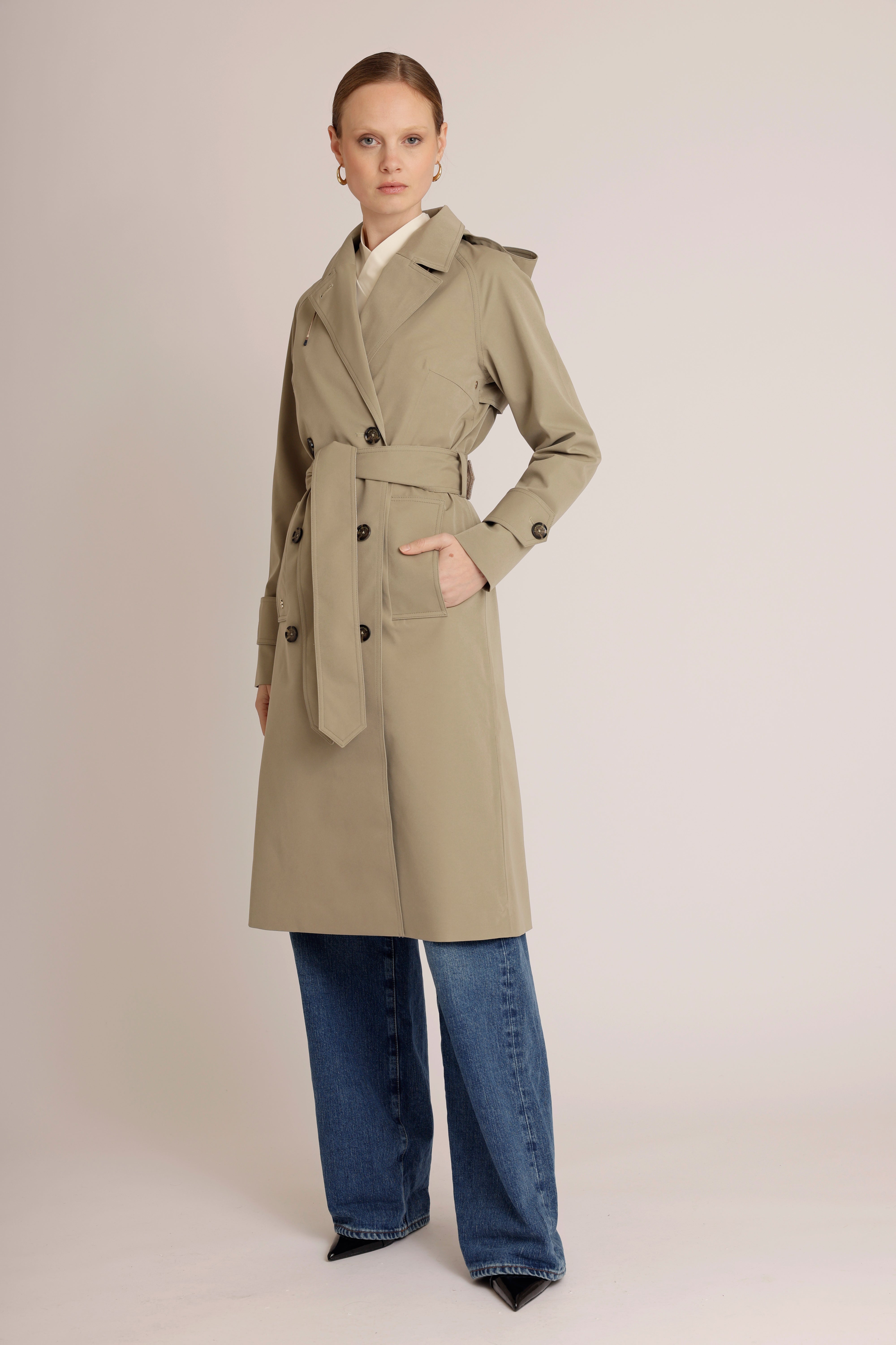 Waterproof Straight-Fit Trenchcoat  | Khaki Green