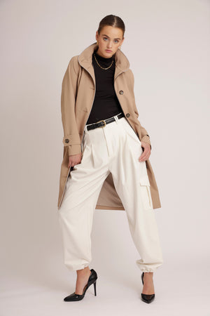 Waterdichte Straight Fit Waistbelt Coat | Beige Mat