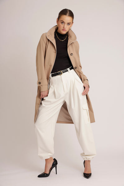 Waterdichte Straight Fit Waistbelt Coat | Beige Mat