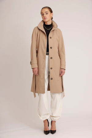 Waterdichte Straight Fit Waistbelt Coat | Beige Mat