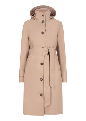 Waterdichte Straight Fit Waistbelt Coat | Beige Mat