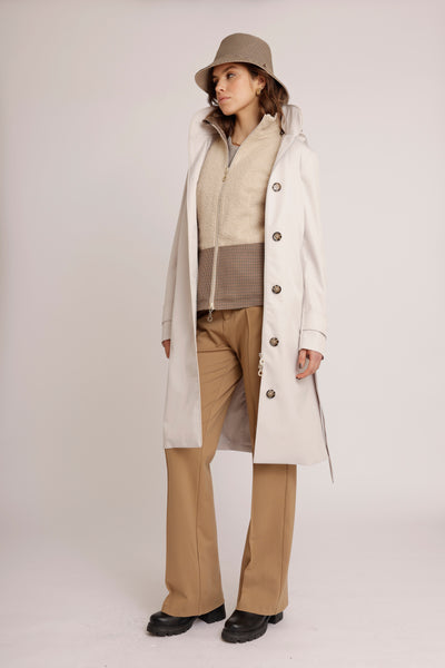 Waterdichte Straight Fit Waistbelt Coat | Lichtgrijs Melange