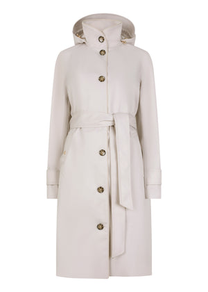 Waterdichte Straight Fit Waistbelt Coat | Lichtgrijs Melange