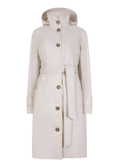 Waterdichte Straight Fit Waistbelt Coat | Lichtgrijs Melange