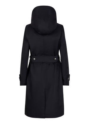 Waterdichte Straight Fit Waistbelt Coat | Mat Zwart