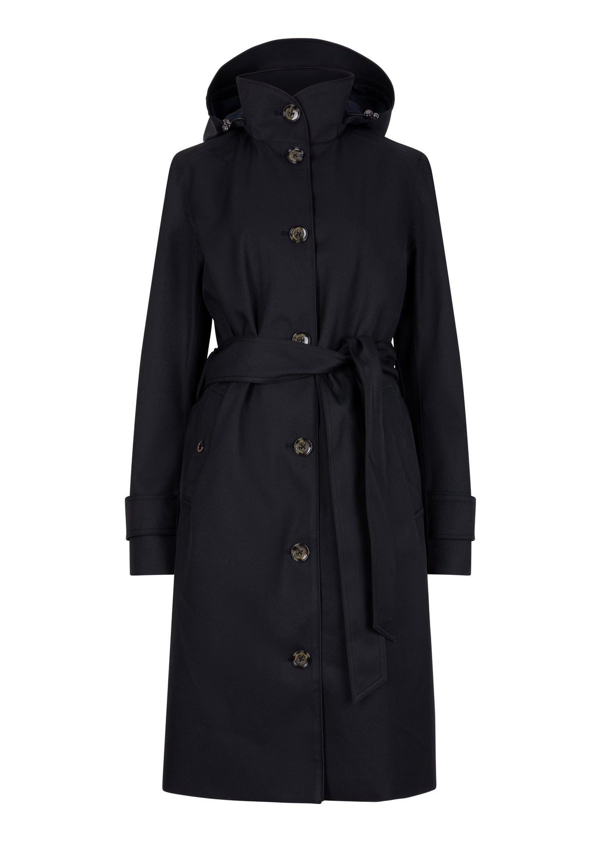 Waterdichte Straight Fit Waistbelt Coat | Mat Zwart