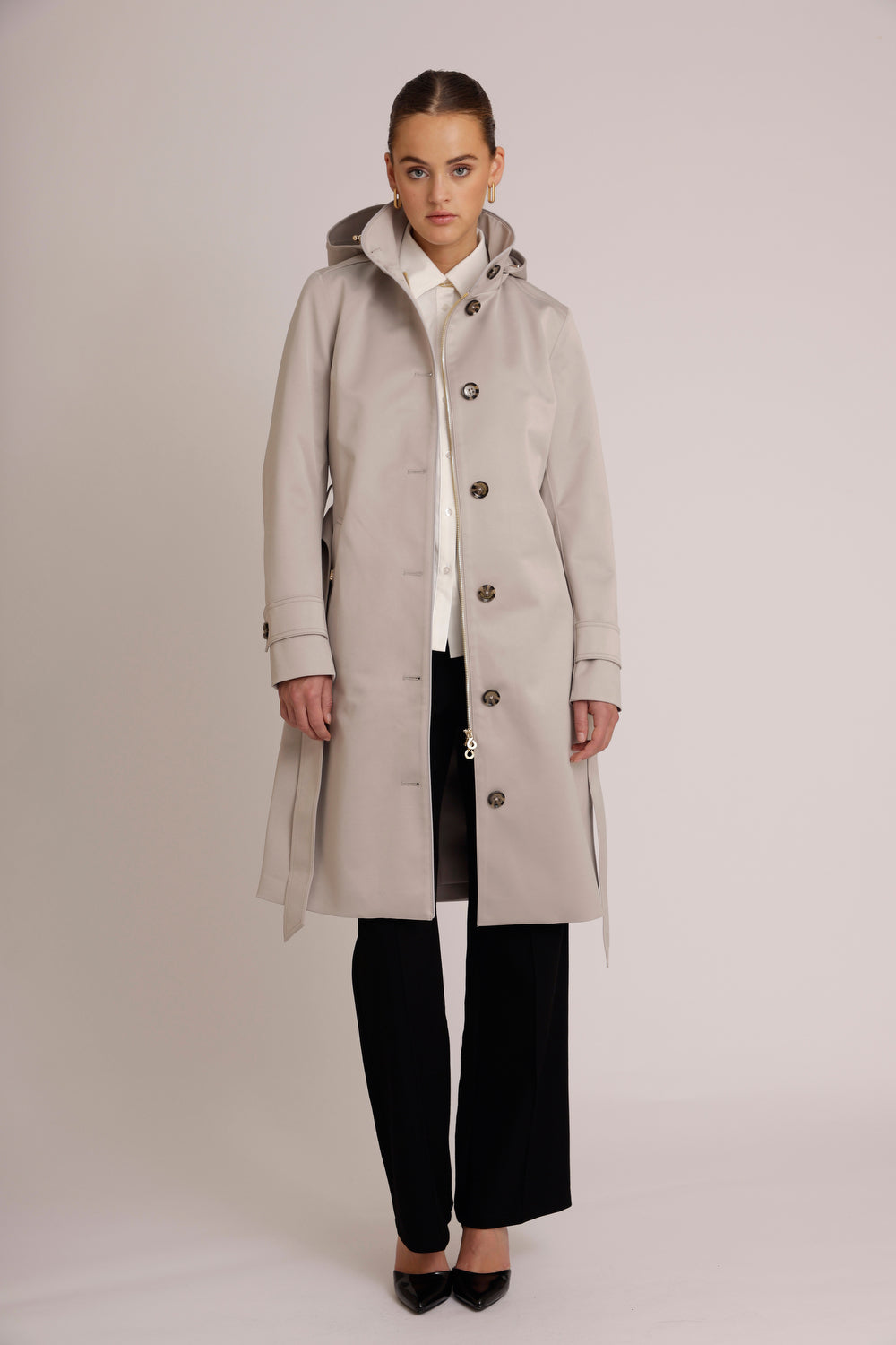 Waterdichte Straight Fit Waistbelt Coat | Zilvergrijs