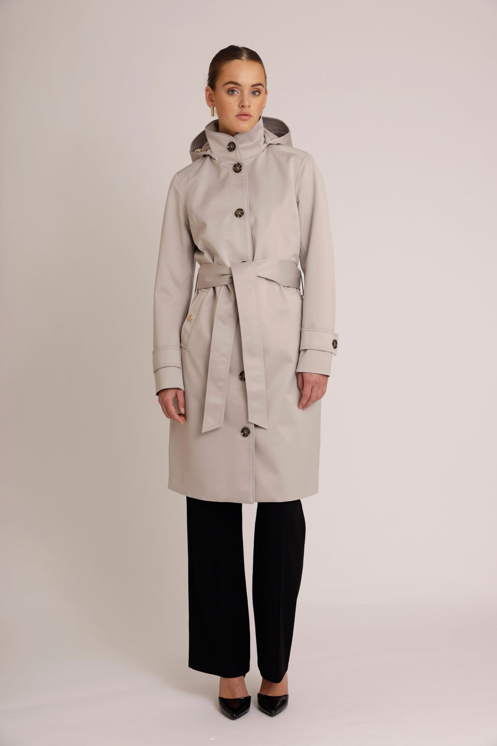 Waterdichte Straight Fit Waistbelt Coat | Zilvergrijs