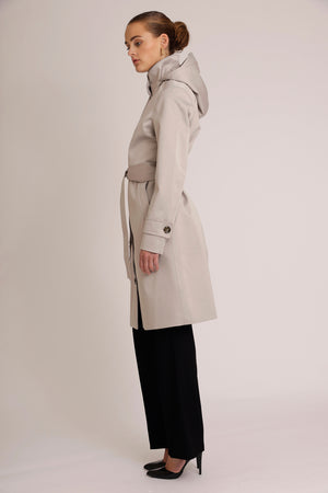 Waterdichte Straight Fit Waistbelt Coat | Zilvergrijs