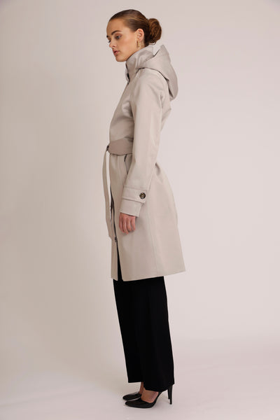 Waterdichte Straight Fit Waistbelt Coat | Zilvergrijs