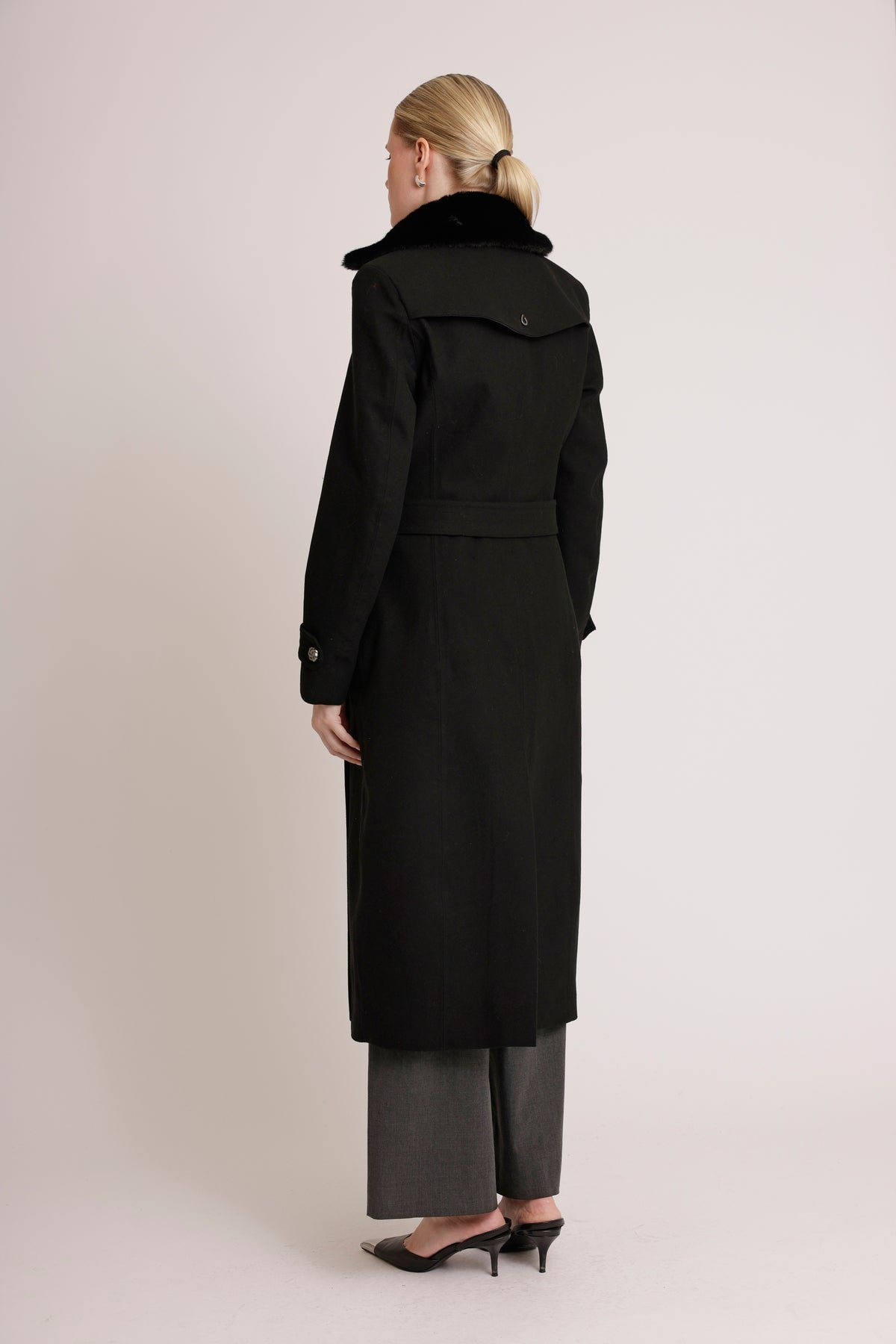 Waterproof Wool - Fur Trench  | Black
