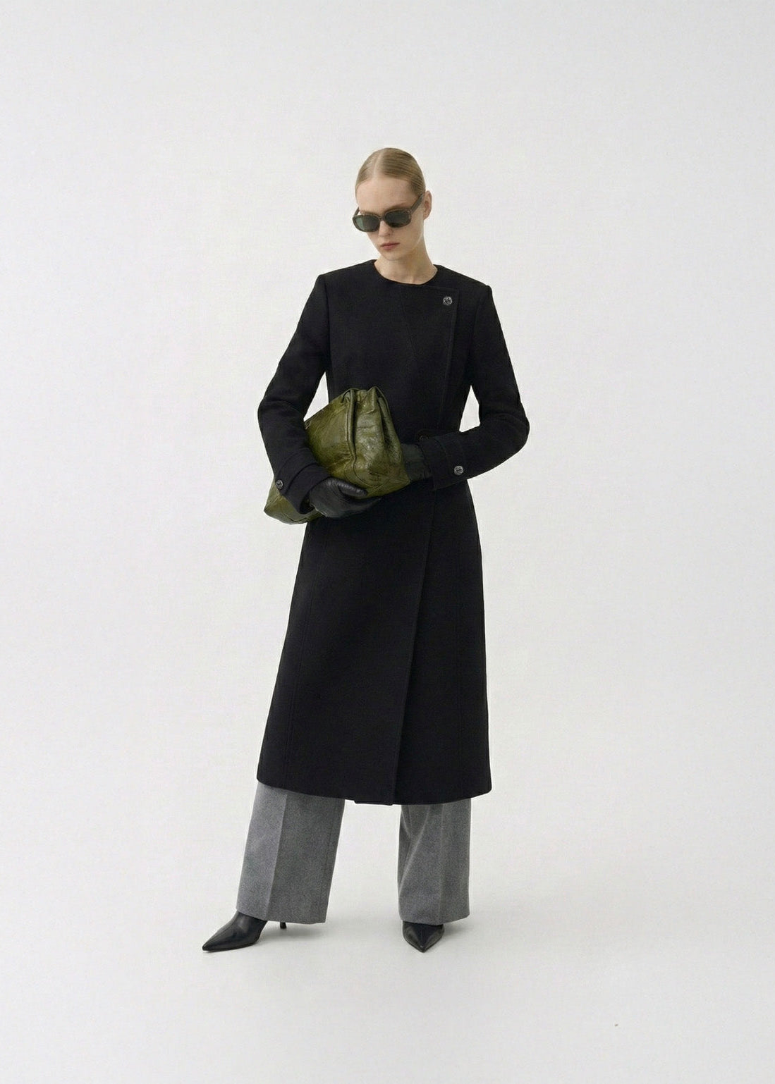 Waterproof Wool - Fur Trench  | Black