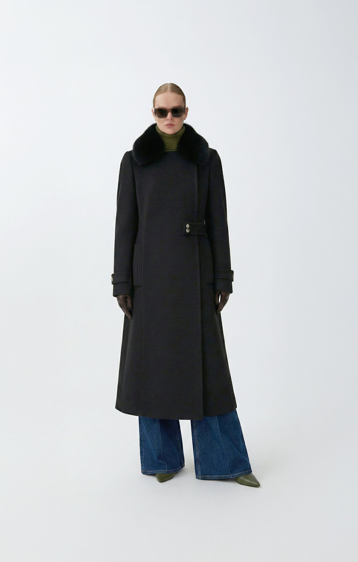 Waterproof Wool - Fur Trench  | Black