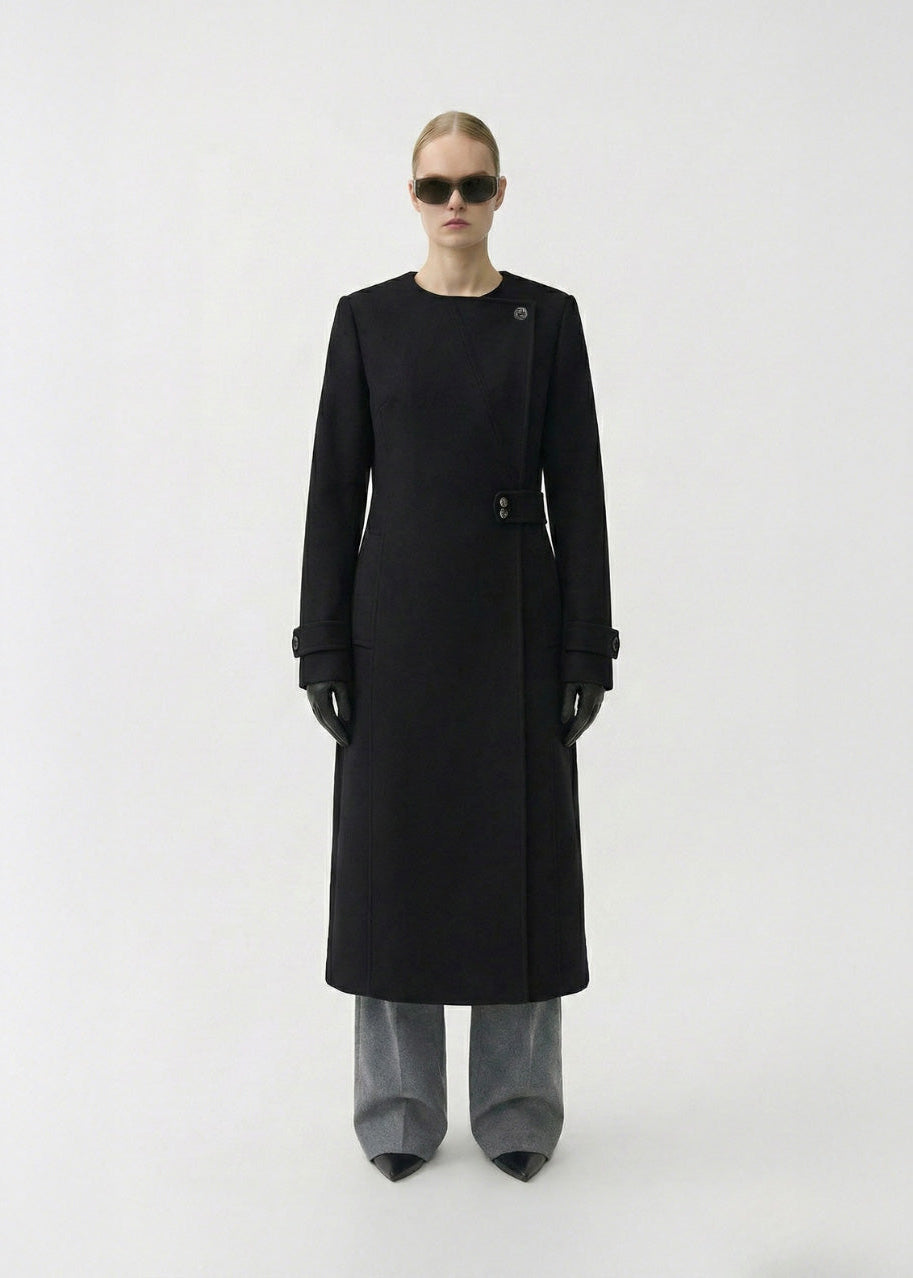 Waterproof Wool - Fur Trench  | Black