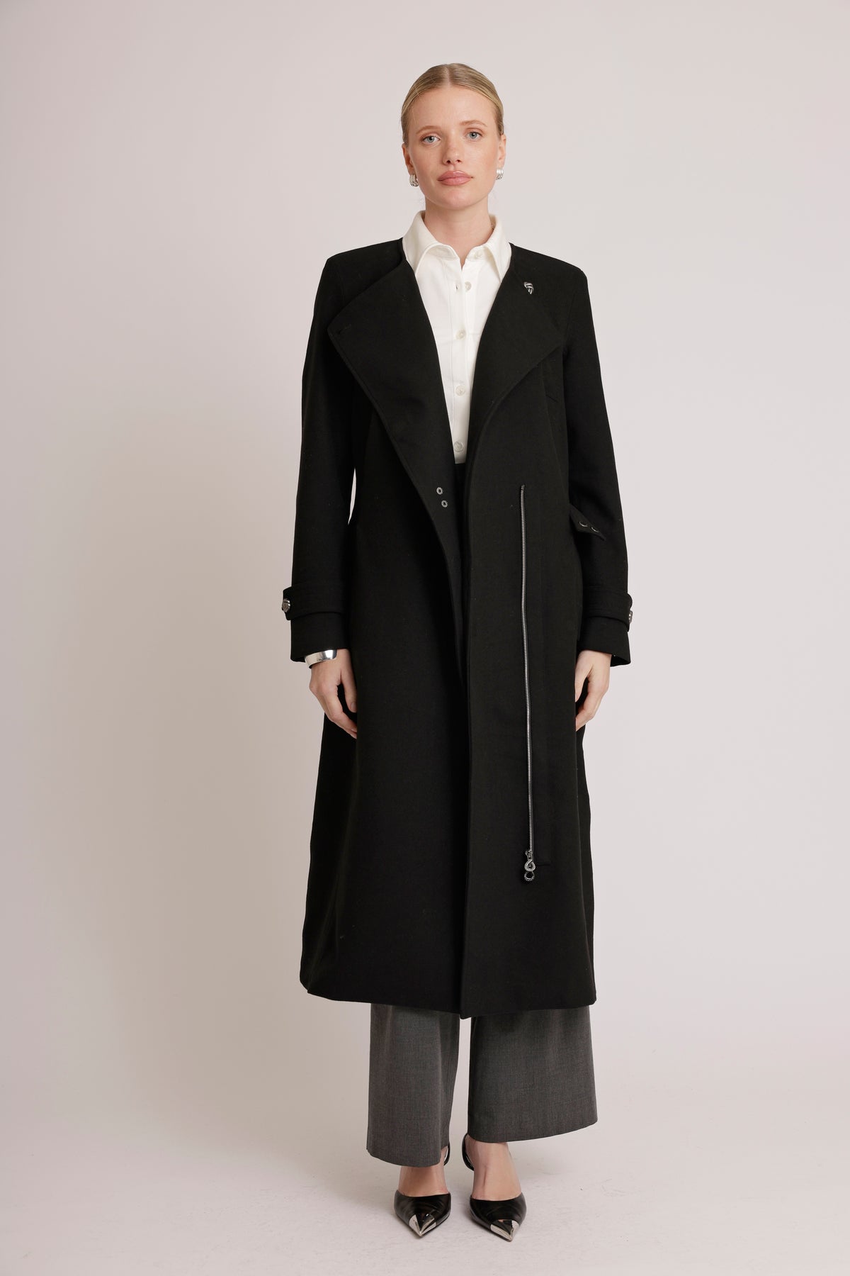 Waterproof Wool - Fur Trench  | Black