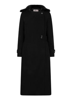 Waterproof Wool - Fur Trench  | Black